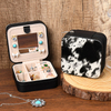Newest Cow Leopard Print Ring Earring Necklace Jewelry Tray Western Aztec Geometric Pattern Square Pu Leather Jewelry Box