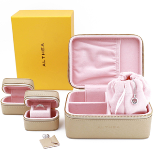 Custom Women Travel Boxes Portable Earrings Necklace Storage Rings Jewelry Saffiano Leather Travel Case for Girls