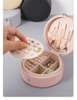 Round Travel Jewelry Box Women Ladies PU Jewelry Storage Organizer Necklace Earrings Rings Display Box