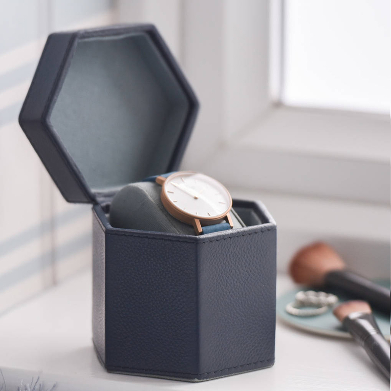 Hexagon Travel Watch Jewels Storage Case Pu Leather Wrist Watch Gifts Dustproof Package Box