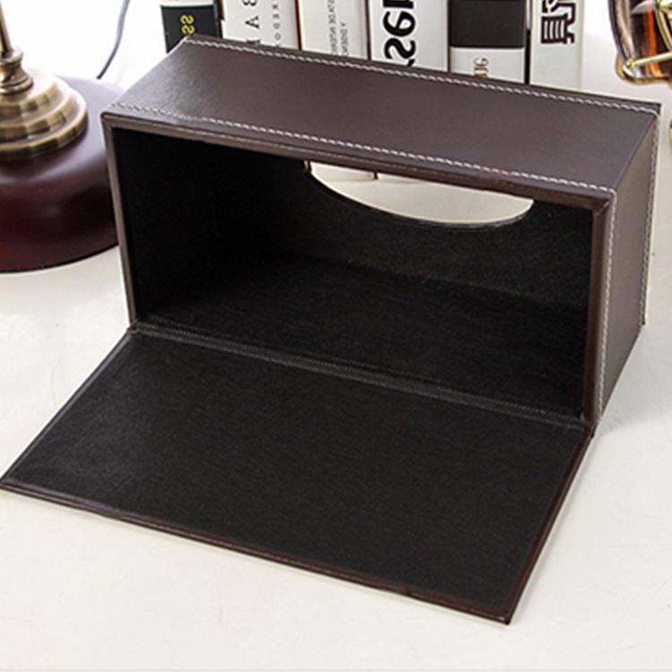 Luxury Design Plain Rectangular Soft Pu Leather Gold Napkin Holder Tissue Box with Cover for Hotel Farmhouse