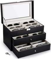 Pu Leather Watch Sunglasses Jewellery Storage Box Watch Jewellery Glasses Dustproof Display Case with Drawer