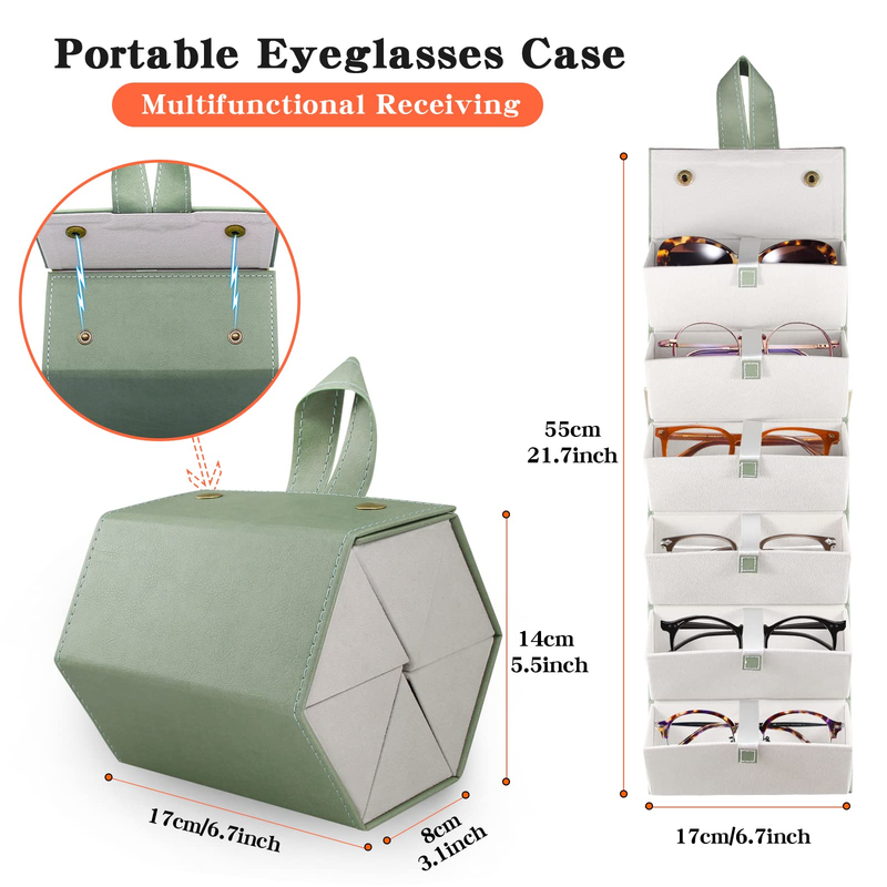 Personalized Custom Hanging Eyewear Holder Travel Eyeglasses Case Storage Box Multiple Pairs Sunglasses Organizer