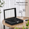 Black PU Leather 8 Piece Sunglasses Display Case Organizer Wooden Eyeglasses Sun Glasses Storage Box