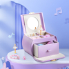 New Style Kids Ballerina Jewelry Music Storage Box for Girls with Drawer Leather Music Box for Birthday Bedroom Decor