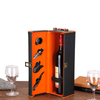 Custom Double Leatherette Wine Box PU Leather 750ML Wine Bottle Packaging Box With Vintage 4 Piece Wine Tools Kit
