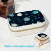 Cute Space Rocket Star Planet Probe Velvet Jewelry Storage Box Decorative And Practical Organizer with Metal Zipper