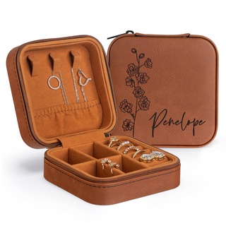 Custom Zipper Organizer Case Velvet Storage Box Waterproof Faux Leather Engraved Logo Luxury Jewelry Packaging Box With Logo