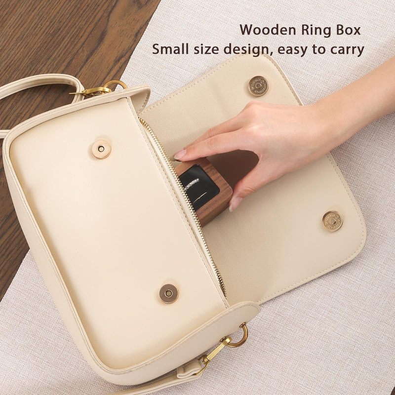 Luxury Walnut Proposal Engagement Wedding Wooden Ring Jewelry Packaging Box with Window