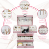 3 Layers Large Jewellery Storage Case Leather Jewelry Organizer Box for Women Girls Earring Rings Necklace Bracelet Watch