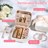 26 Initial Letter Flower Jewelry Organizer Box with Mirror for Women Birthday Gifts Small Travel Jewellery Storage Case