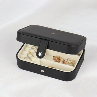 Customized Pu Leather Rectangle Travel Necklace Packaging Boxes Display Ring Pendant Earring Jewelry Organizers Storage Case Box