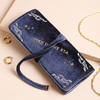 Navy Blue Velvet Jewelry Travel Roll Flat Embroidered Pouch Custom Soft Fabric Earrings Necklace Storage Case Bag Packaging