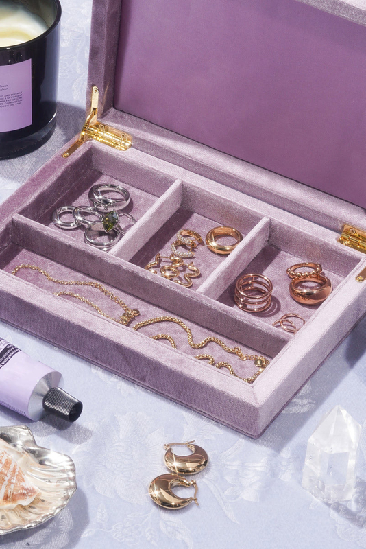Custom Purple Velvet Bracelet Earring Box Lined Soft Lavender Necklace Ring Set Box Premium Jewelry Packaging Box with Logo