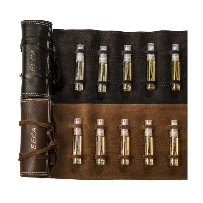Luxury Vintage Black Perfume Oil Sample Roll Pouch Perfume Bottle Carry Bag Drawstring Leather Waterproof Perfume Packaging Bag