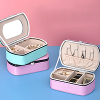 Wholesale Pu Leather Portable Ring Earrings Necklace Jewelry Box with Mirror 