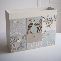 Fabric Hand Embroidery Makeup Organizer Box Snap Button Open Jewelry Packaging Bracelet Watch Storage Box Cosmetic Gift Box