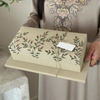 Luxury Leaves Embroidery Empty Food Chocolate Candy Box Square Flip Packaging Linen Decoration Dessert Dates Ramadan Gift Box