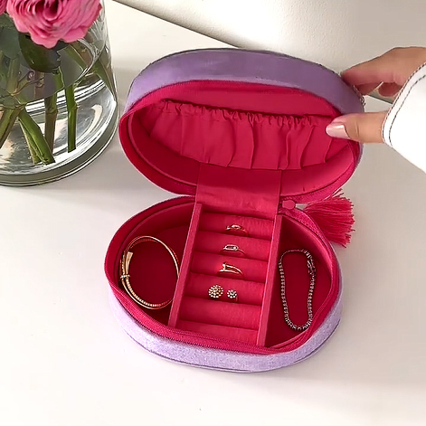 Purple Velvet Embroidery Jewelry Storage Gift Box