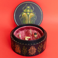 Vintage Wooden Ring Jewelry Box Earrings Organizer with Velvet Insert Ink Painting Personalized Earring Jewelry Boxes Packaging