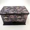 Custom Goth Decorative Skull Jewelry Drawer Organizer Box Purple Lacquered Wood Jewelry Gift Box Packaging with Removable Trays