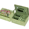 Personalized Custom Square Velvet Jewelry Gift Box Packaging Green Embroidered Flower Bracelet Earrings Storage Jewelry Boxes