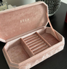 pink octagon velvet travel jewelry storage set box