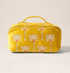 Personalized Soft Velvet Cosmetic Pouch Bags Organizer Skincare Toiletries Bag with Logo Plant Embroidery Patterns Makeup Bag