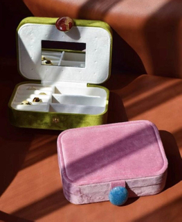 Pebbles Embellished Velvet Jewelry Box