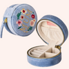 Mini Portable Velvet Embroidered Box Travel Storage Ring Necklace Bracelet Earring Jewelry Boxes with Pouch