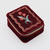 Vintage Velvet Jewelry Embroidered Double Ring Earring Organizer
