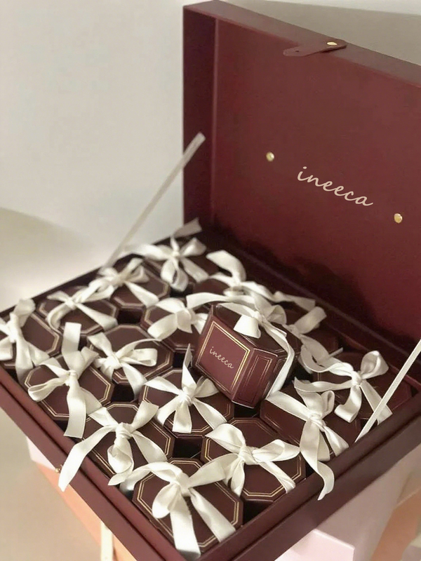 Handmade Green 16 Grid Bow Ribbon Decorative Candy Storage Box Ramadan Candy Chocolate Sweets Packaging Gift Boxes with Handle