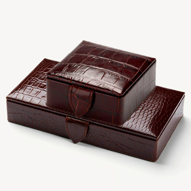 Custom Logo Empty Leather Cufflinks Jewelry Watch Box Luxury Watch Organizer Box Jewelry Cufflinks Box with Snap Packaging
