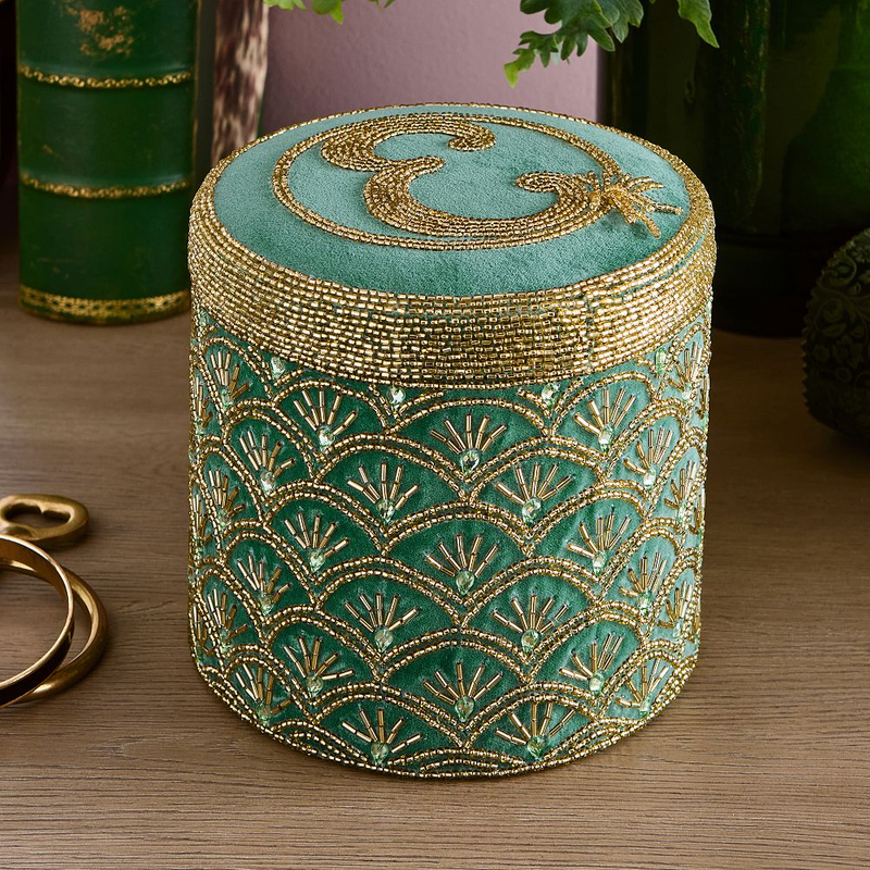 Colorful Beaded Pendant Storage Box Jewelry Embroidery Box
