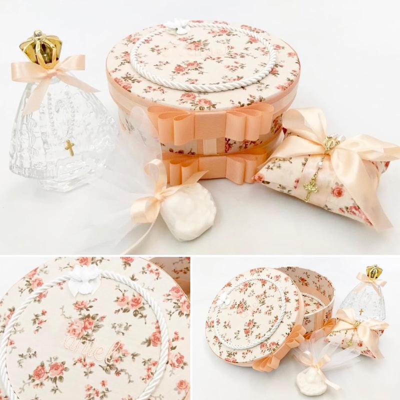 Round Embroidery Child Jewelry Boxes Memory Box Photos Perfume Box