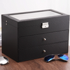 Pu Leather Watch Sunglasses Jewellery Storage Box Dustproof Display Case with Drawer