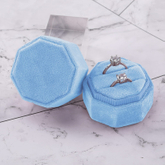 Mini Double Ring Slot Bearer Case Velvet Jewelry Packaging Boxes for Proposal Engagement Wedding Ceremony with Detachable Lid