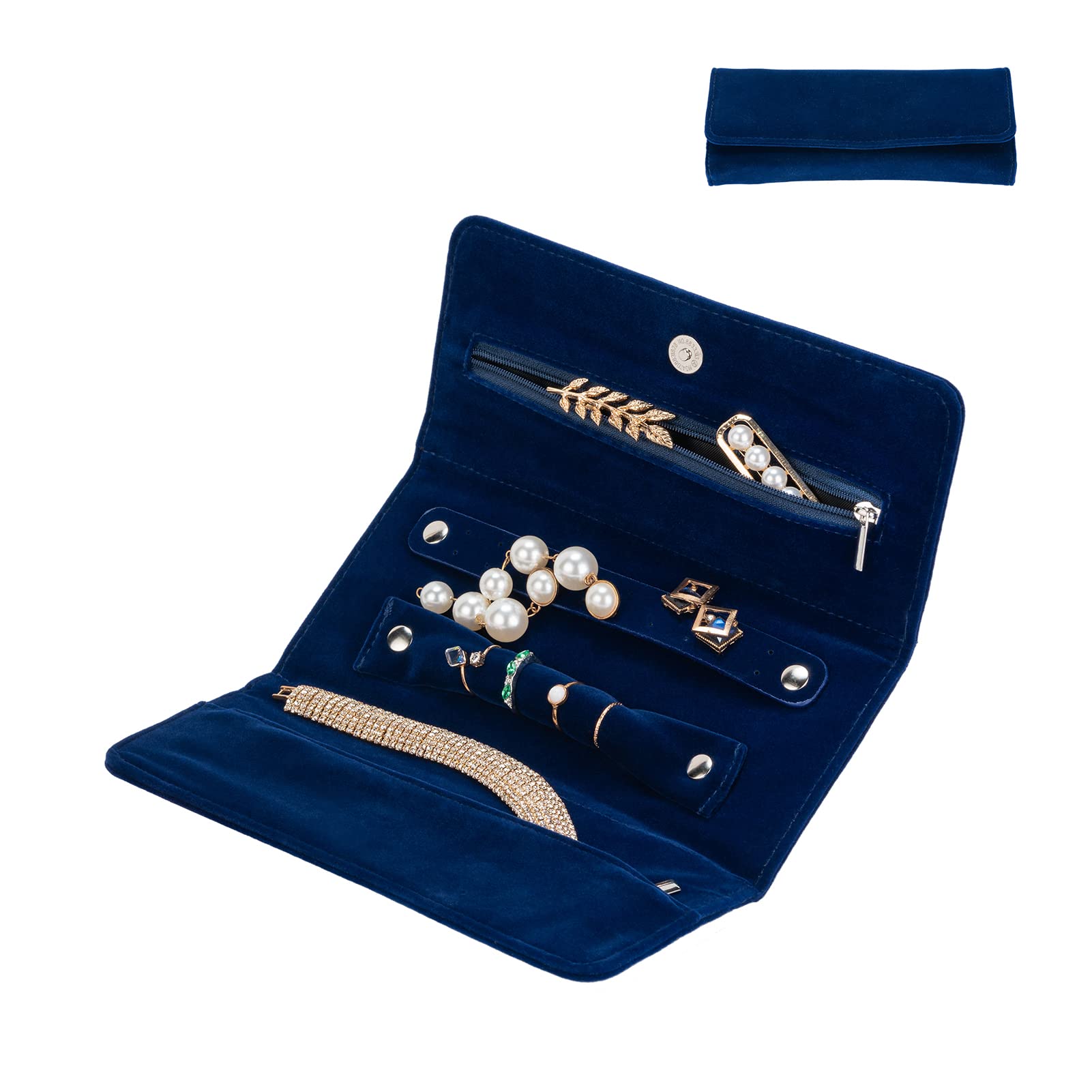 Portable Foldable Jewelry Roll Travel Jewelry Storage Organizer Bag for Women GirlsRings Earrings Necklace Bracelet