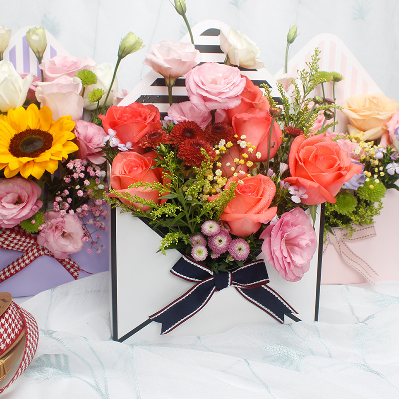INS Style Envelope Creative Handmade Paper Foldable Flower Bouquet Arrangement Gift Packaging Box Mother's Day Valentine's Day