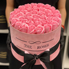 Mothers Day Custom Luxury Rose Flower Round Gift Packaging Box With Ribbon Handle Velvet Round Mom Flower Box Wholesale