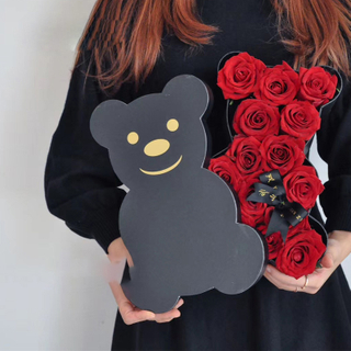 Creative Bear Shape Paper Cardboard Flower Chocolate Arrangement Gift Packaging Box for Valentine's Day