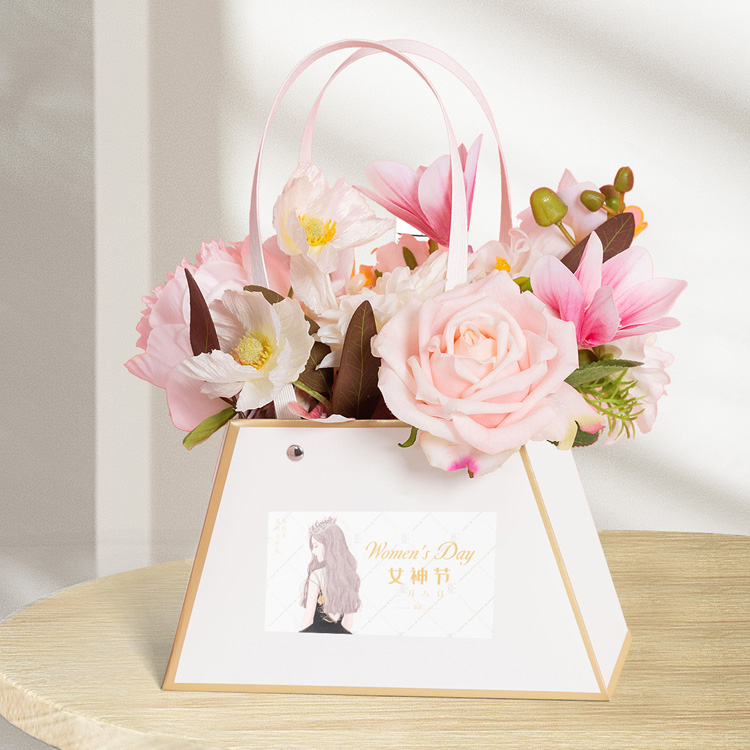 New Arrival Custom Design Hand Held Folding Paper Floral Flower Arrangement Packaging Carrier Bag Wholesale