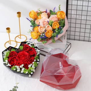 Acrylic Transparent Heart-shaped Flower Arrangement Bouquet Packaging Box Empty Rose Gift Box