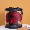 Hot Sale Custom Design Large Clear Transparent PVC Plastic Round Rose Flower Bouquet Arrangement Packaging Box with Ribbon Wholesale