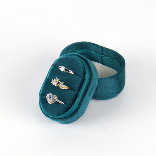 New Arrival Oval Shape Velvet Jewelry Travel Case Luxury Multi Slots Earring Ring Storage Box Case for Women Girls