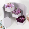 New Arrival Hexagon Shape Three Later Paper Cardboard Rotation Valentine's Day Rose Flower Cosmetic Storage Packaging Box
