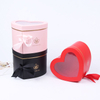 New Valentine's Day Heart Shaped Double Layer Rotating Rose Flowers Chocolate Cosmetics Jewelry Packaging Box with PVC Window