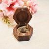 Custom Logo Hexagon Walnut Solid Wood Wedding Proposal Diamond Ring Box Wedding Ceremony Single Ring Box