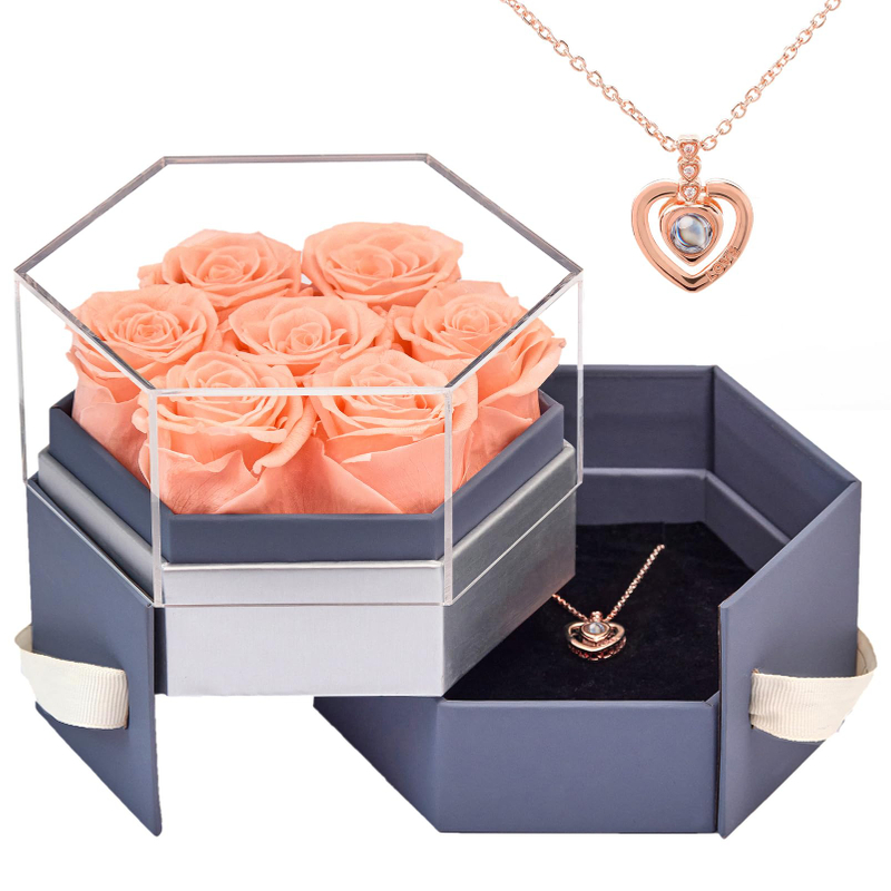 Luxury Flower Bouquet Stand Custom Printing Crdboard Hexagonal Display Box for Flower Chocolates Arrangements