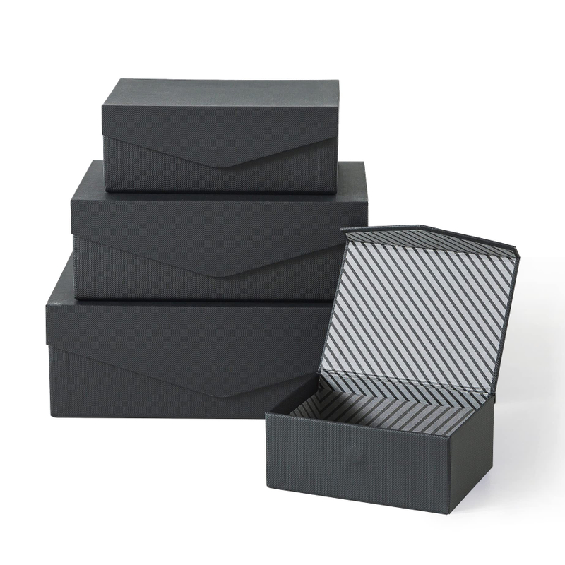 Customize Logo Printed Black Paper Flat Pack Rigid Cardboard Clothing Cosmetic Shoe Foldable Packaging Magnetic Folding Gift Box